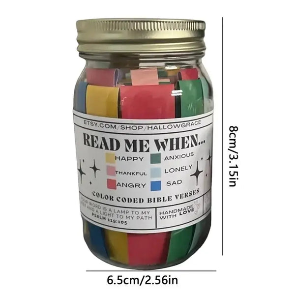 Bible Verses in a Jar - Handmade Portable Message Cards with Color-Coded Bible Verses to Cheer Up Friends and Find Joy in Life